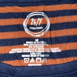 orange and dark blue striped maurice's long sleeve top